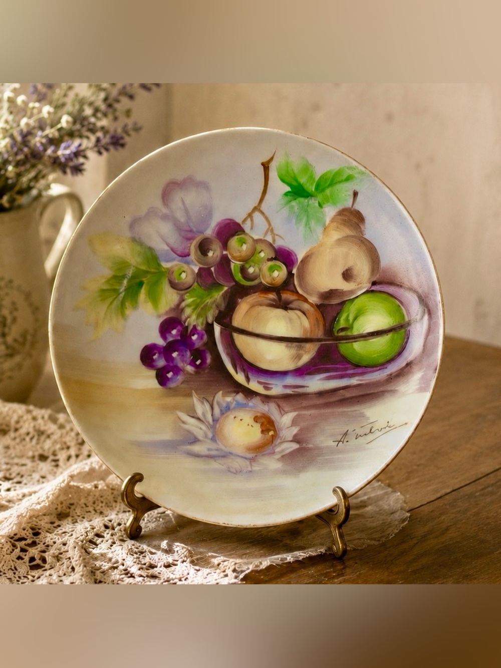 UCAGCO Hand Painted Plate Fruit Still Life Signed Vintage Porcelain Japan 6"
